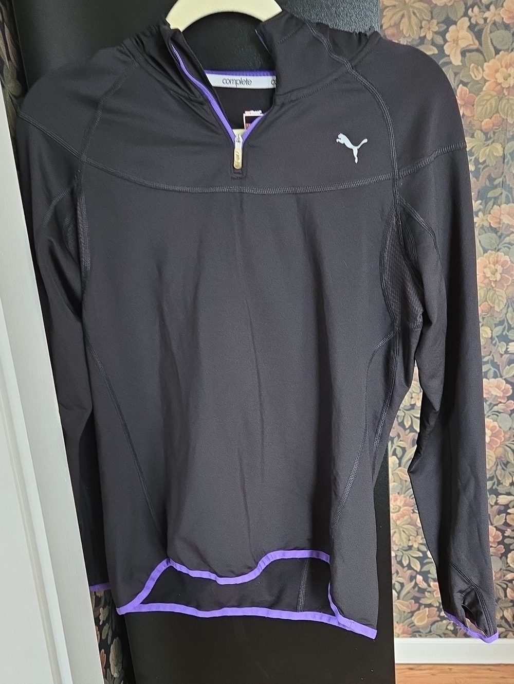 Puma Black Long-Sleeve Quarter-zip with Purple Trim